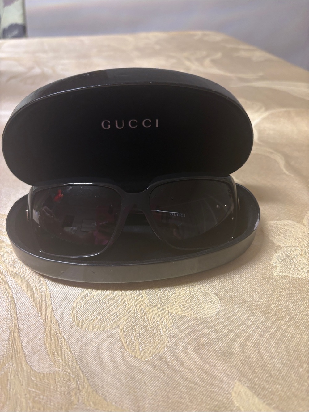 Gucci Black Oversized Sunglasses with Black Case and COA